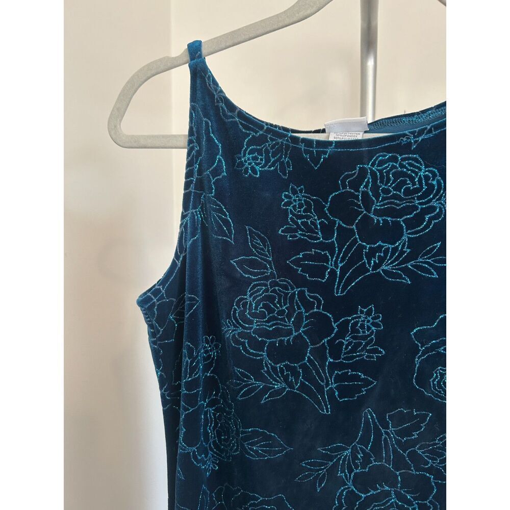 Vintage Y2K 90s Floral Prom Sun Square Neck Fairy Tank MIDI Dress Glitter XS/S - Picture 5 of 6
